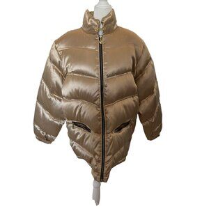 VINTAGE MCM GOLD PUFFER JACKET 90S STUNNING ZIPPER lARGE
